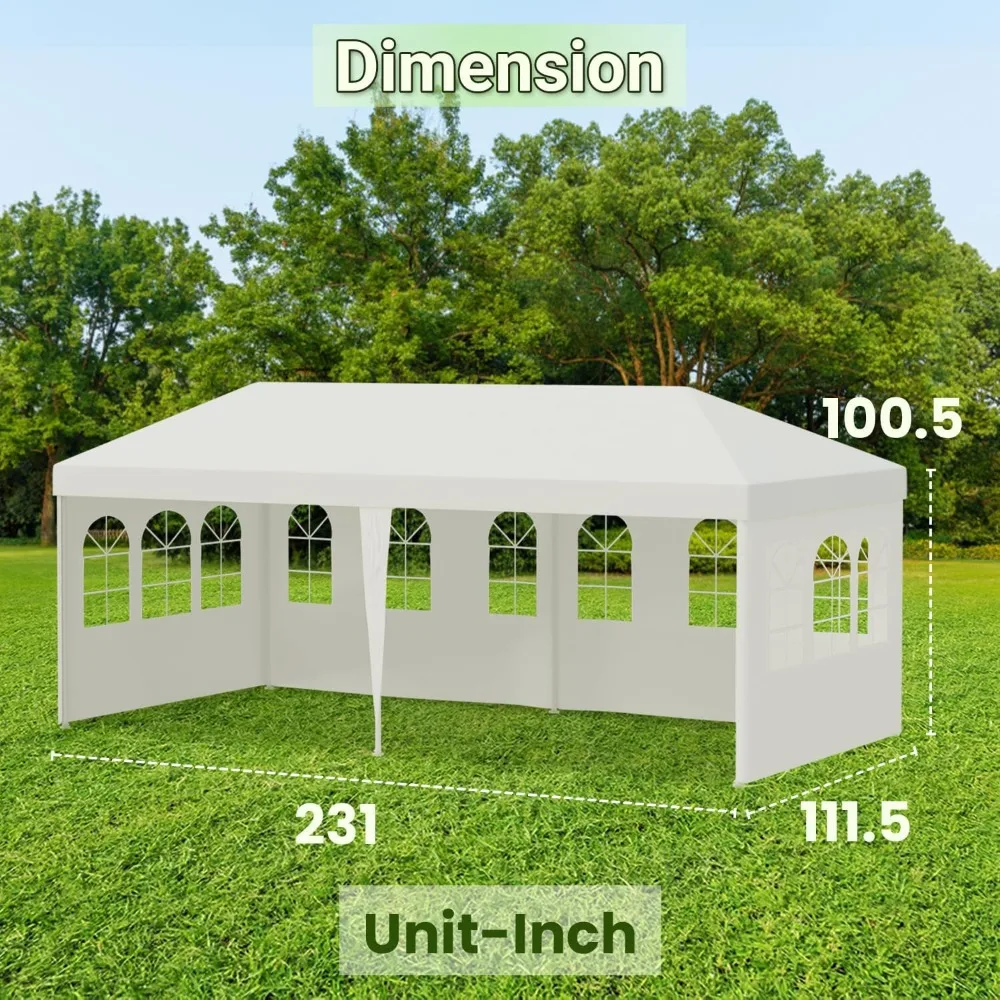 Imagem -06 - Outdoor White Folding Gazebo Wedding Party Tent Canopy Tent com Paredes Laterais Removíveis Toldo Shade Supplies 10x20