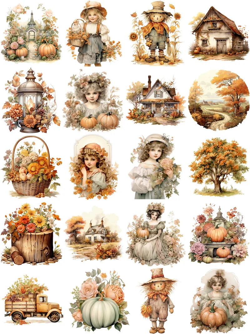 Autumn Pumpkin Girl Stickers Crafts And Scrapbooking stickers kids toys book Decorative sticker DIY Stationery