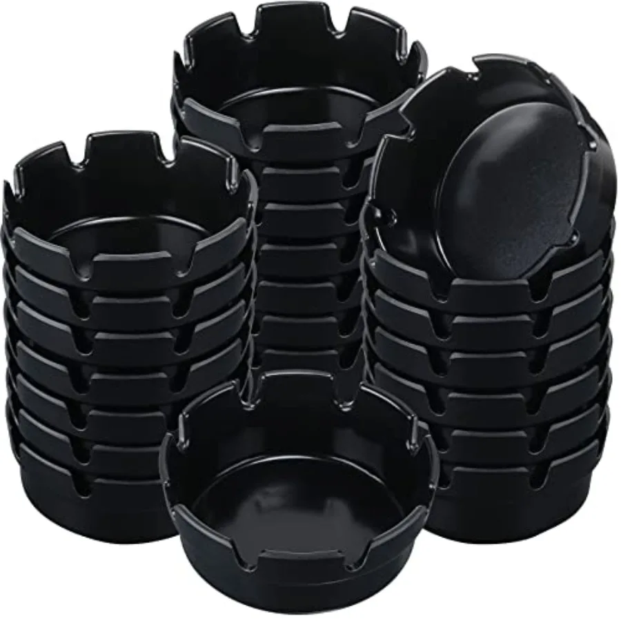 

24 Pieces 4" Ashtrays Bulk Round Ash Tray Outdoor Home Ashtrays for Patio Outdoor Restaurant Kitchen Table Indoor Decoration Bl