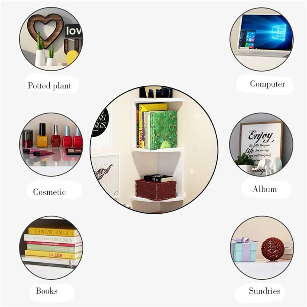 جديد 5 طوابق الجرف الزاوية رف معلق جدار الجرف الزاوية رف الكتب الأسرة المطبخ تخزين غرفة المعيشة الديكور