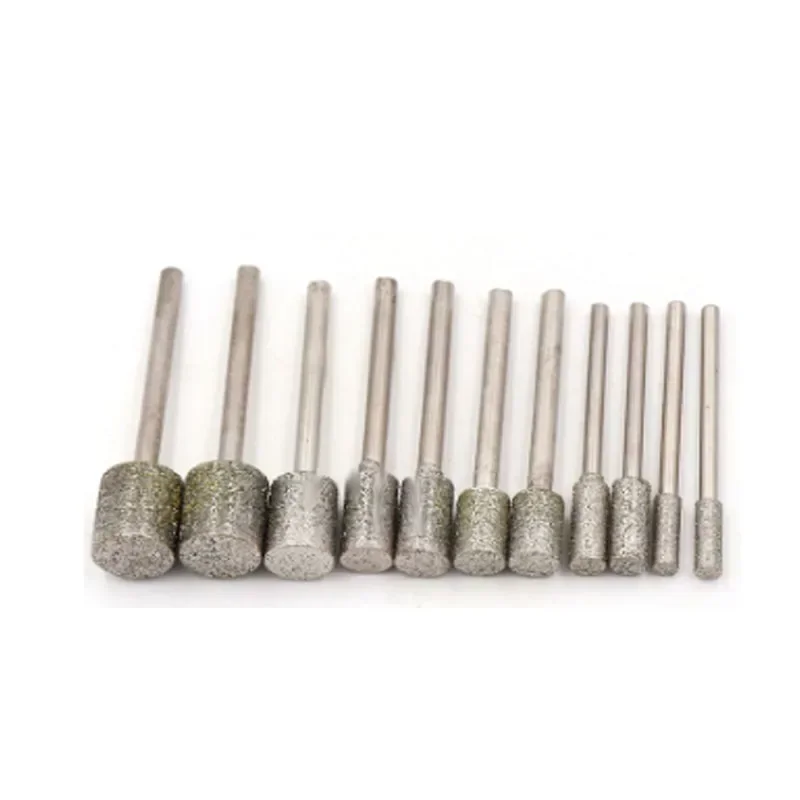 أسطواني الماس لدغ رأس مطحنة إبرة عصا إبرة 2.35/3 مللي متر عرقوب الماس قضيب إبرة مثقاب الخشب قطر 0.5-10 مللي متر