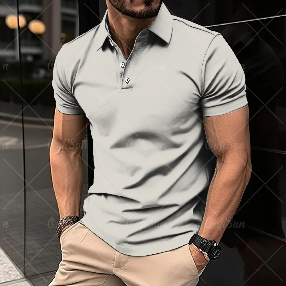 Solid Color Men\'S Polo Shirt High Quality 3d Print T-Shirt Summer Casual Short Sleeve Tops Oversized Polo Shirts Male Clothing