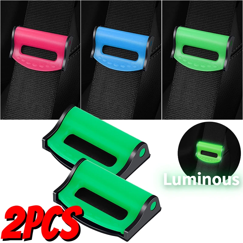 

2PCS Luminous Car Seat Belts Clips Universal Adjustable Safety Auto Stopper Buckle Relax Shoulder Neck Car Interior Accessories