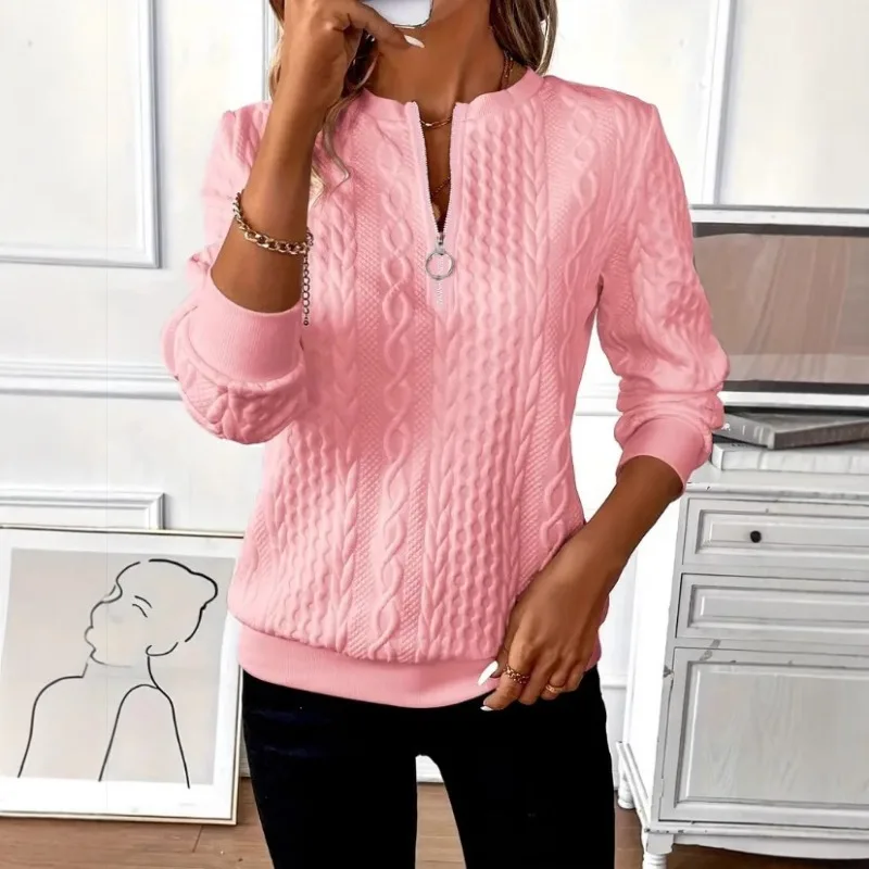 الملابس النسائية البلوز البلوز عارضة سستة هوديس #4