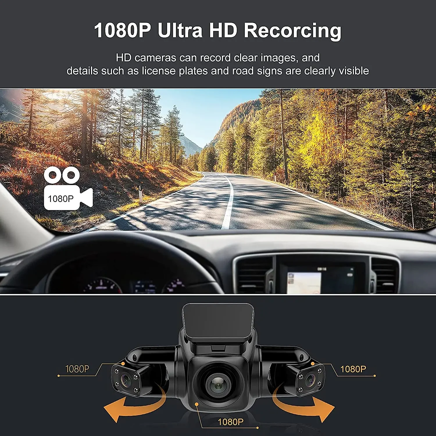 X429-1 4 Camera 1080P+1080P Car DVR WiFi GPS Logger Night Vision Dual Lens Dash Cam with Rearview Lens 3 Channel Car Camcorder