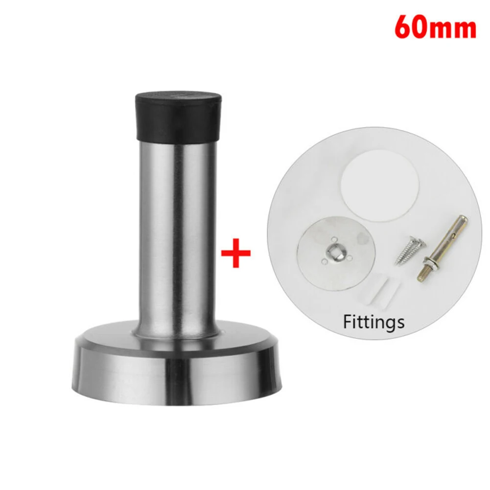Door Stopper with Rubber Buffer and Stainless Steel Mount for Wall Fixing Reduces Noise and Protects Doors from Damage