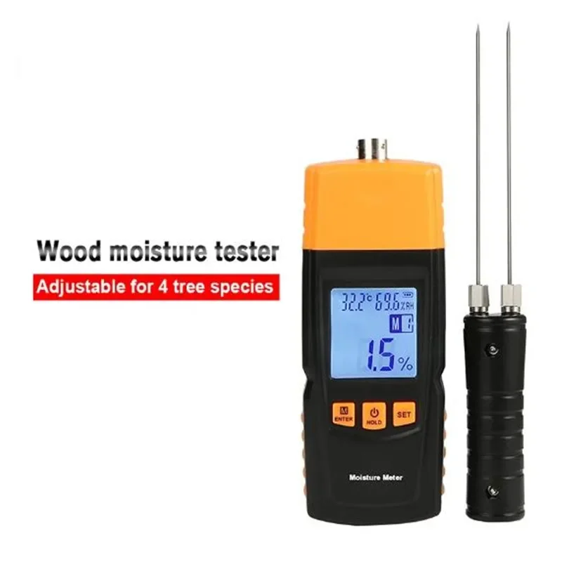 

Hot Portable GM620 Digital Wood Moisture Meter 2~70% Humidity Tester Double Testing Probe Timber Damp Detector Moisture Detector