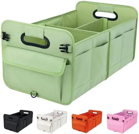 

Waterproof 70L Car Trunk Organizer with Adjustable Straps - Green