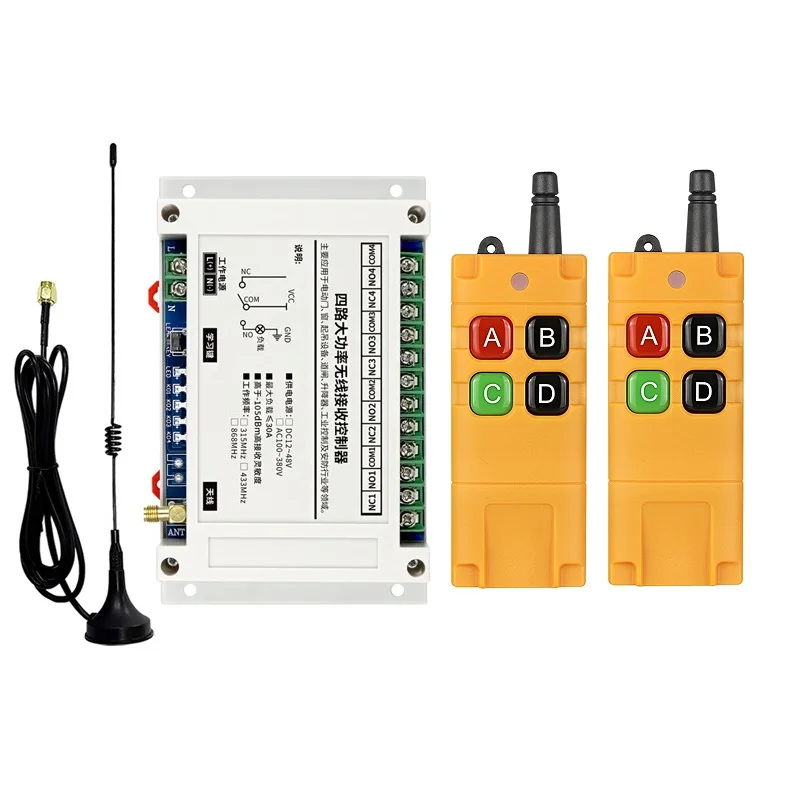 Industrial DC 12V 24V 36V 48V 4CH RF Wireless Remote Control Overhead travelling crane System Receiver USB charging transmitter