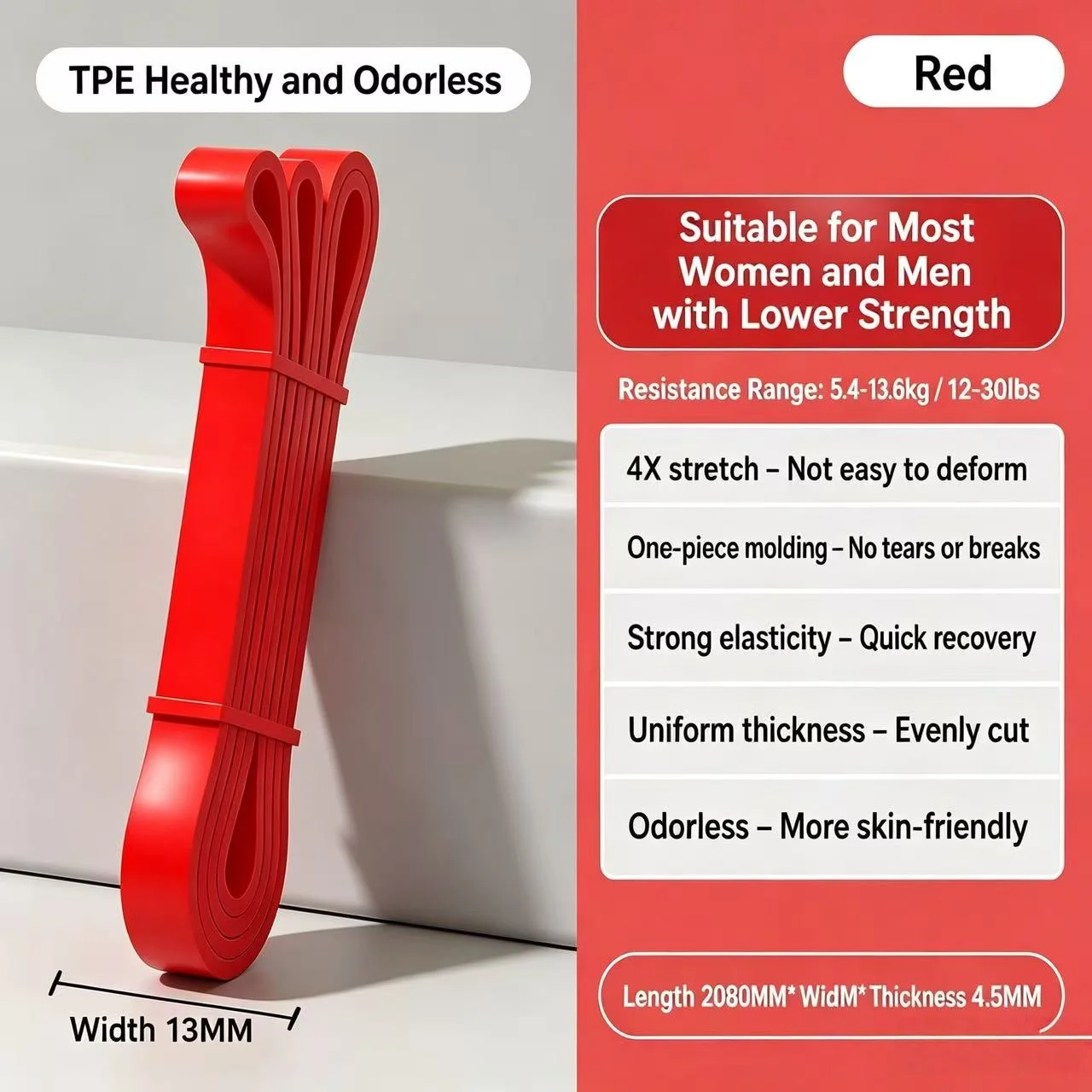 TPE Resistance Bands 6 Levels Different Strength Elastic Exercise Bands for Pull Up Assist, Yoga, Pilates, Physical Therapy, Bod