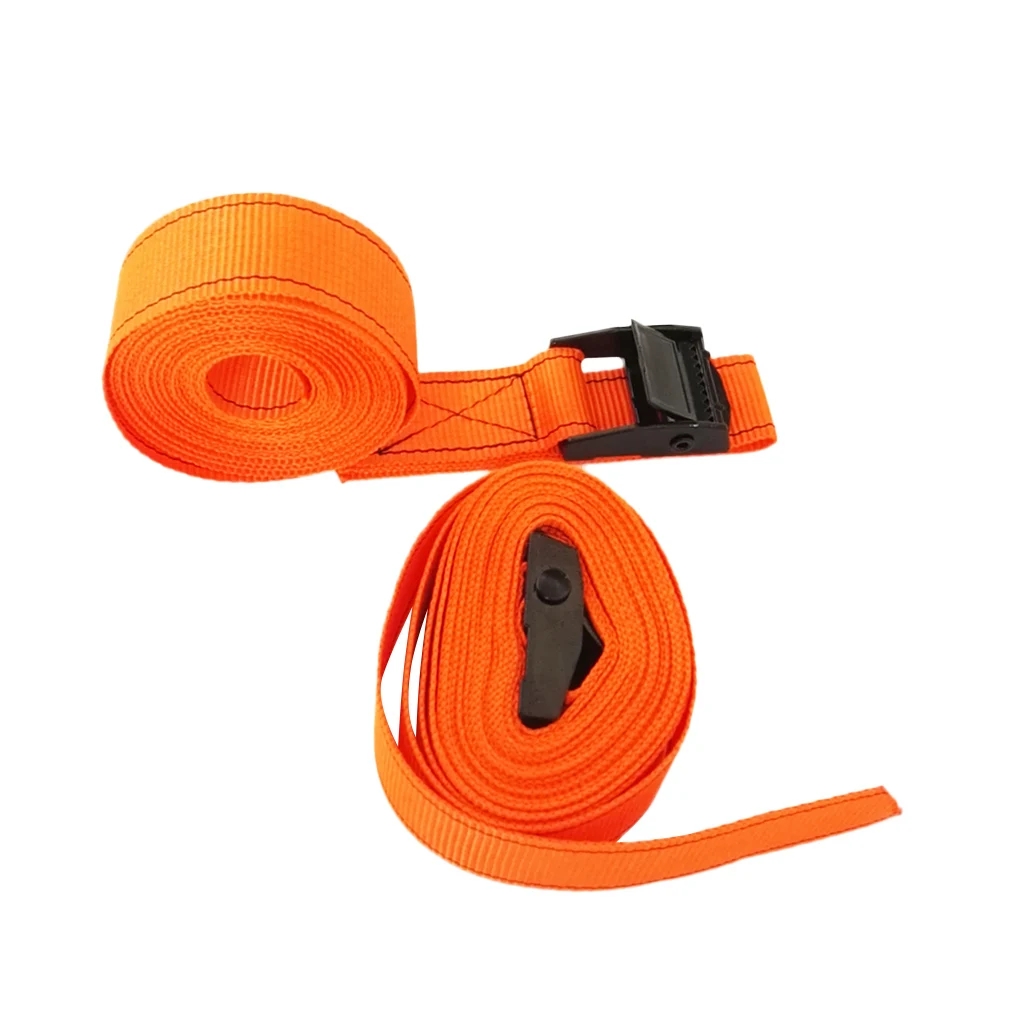 Orange Nylon Cam Buckle Strap Secure Tie Down Lashing Belt Kayak Accessory for Canoe Longboard Roof Rack Transportation
