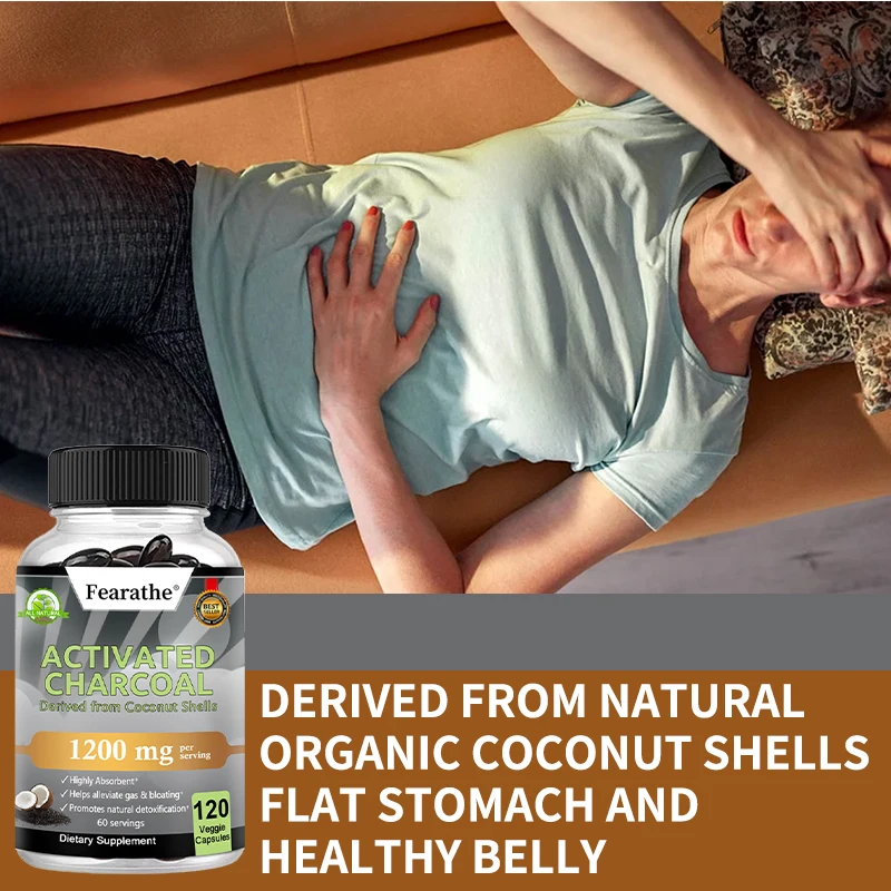 Biologische kokosnoot geactiveerde houtskool - Helpt de spijsvertering te bevorderen, ontgifting en smering om de normale darmfunctie te bevorderen