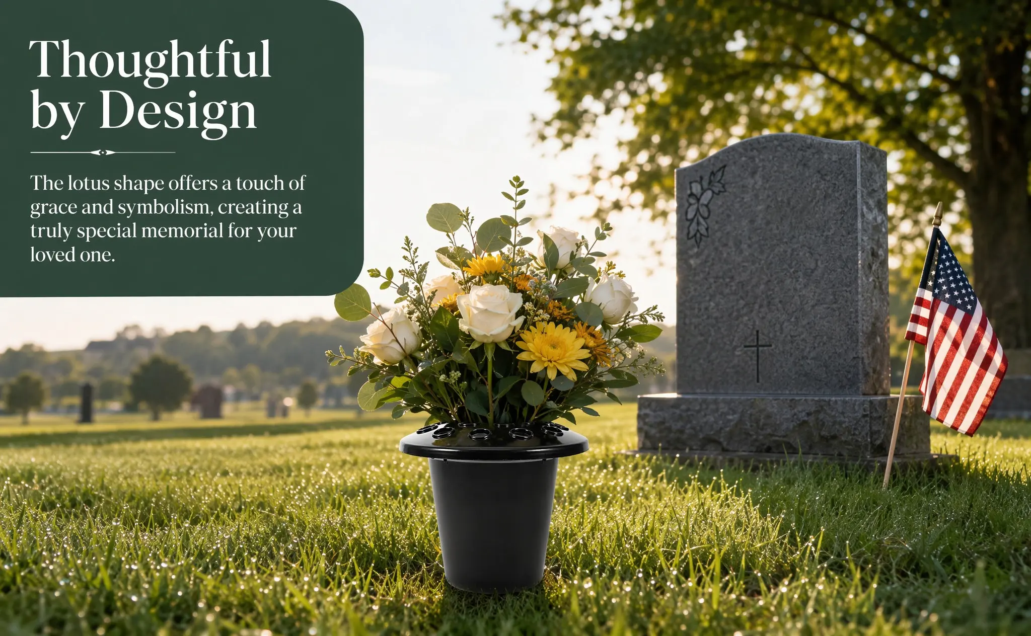 3Pcs Black Cemetery Vase Holders Lotus Base 16 Holes Grave Flower Holder Memorial Floral Arrangement Sympathy Flowers Holder