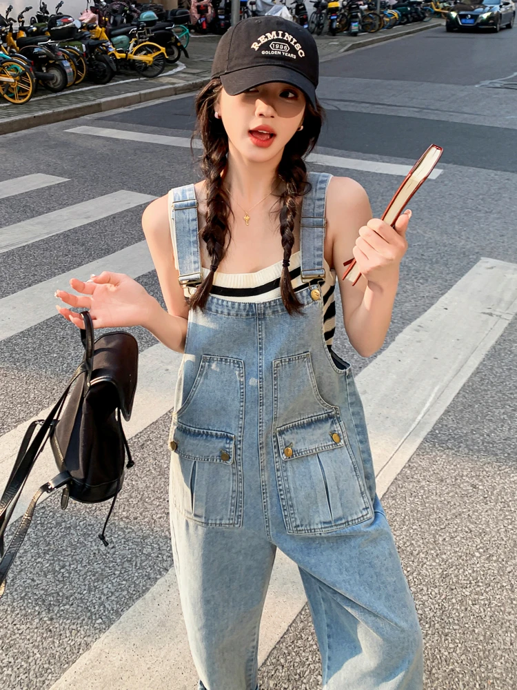 

Модные джинсовые комбинезоны для женщин: новинка весенней коллекции, молодежные повседневные комбинезоны-брюки из хлопка для работы и отдыха, маленькие размеры