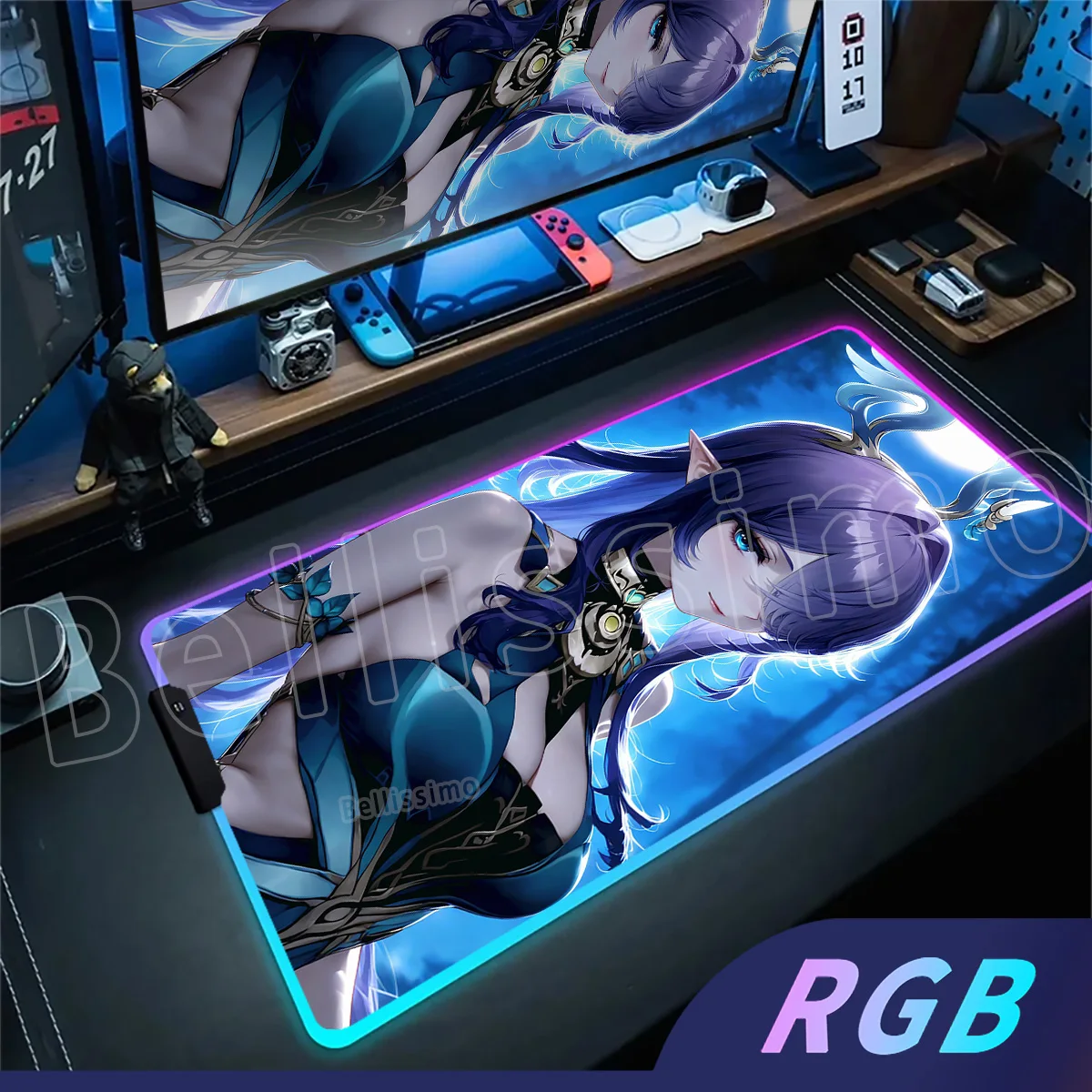

RGB Mousepad Lauma Genshin Impact Anime Game Mouse Pad Office PC Sexy Gaming Accessories Keyboard Pad Laptop 900x400 Carpet Mats