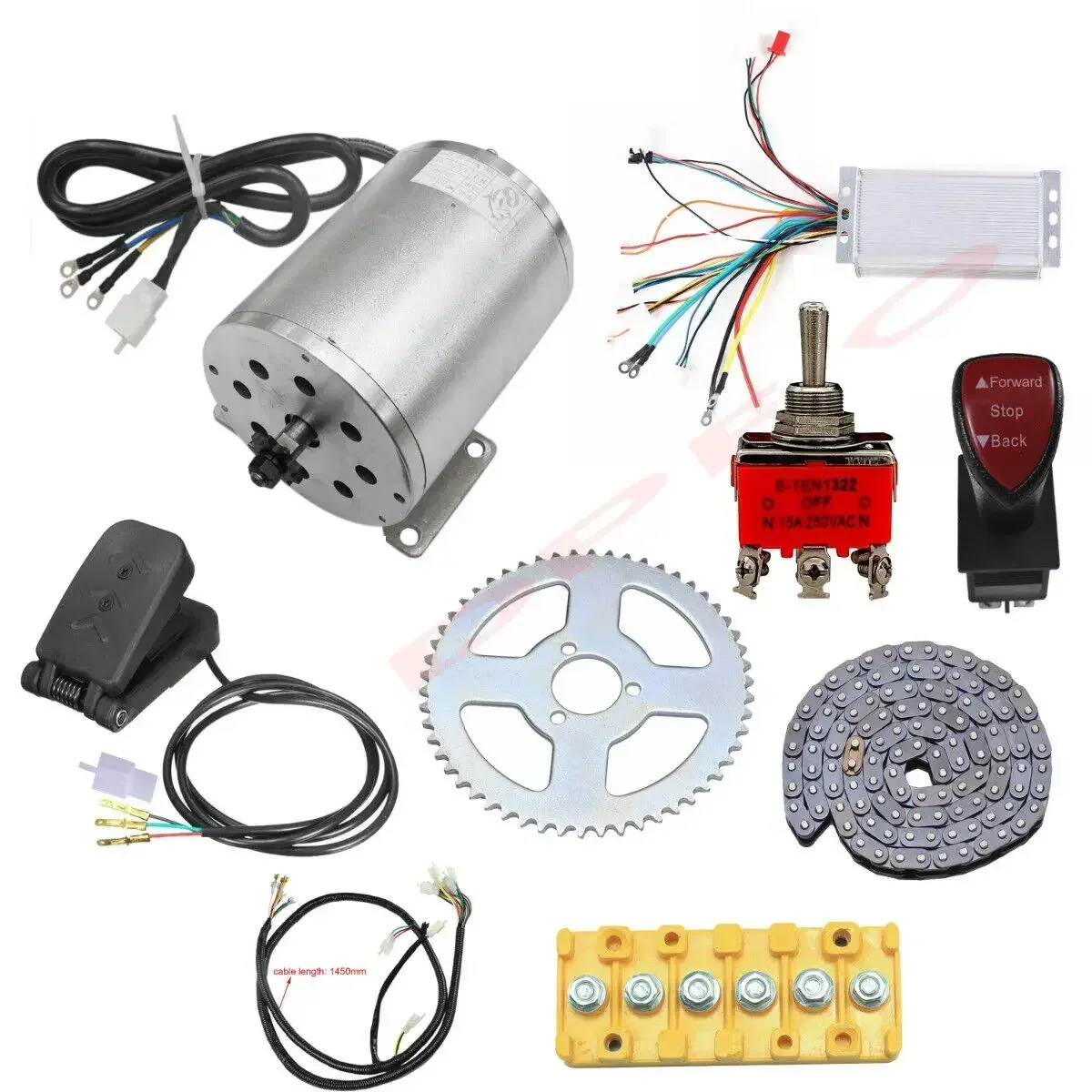 

Go Kart High-Speed 4500RPM 48V 1800W Brushless Motor & Controller Pedal 3 Speed Switch Assembly for ATV Quad Buggy
