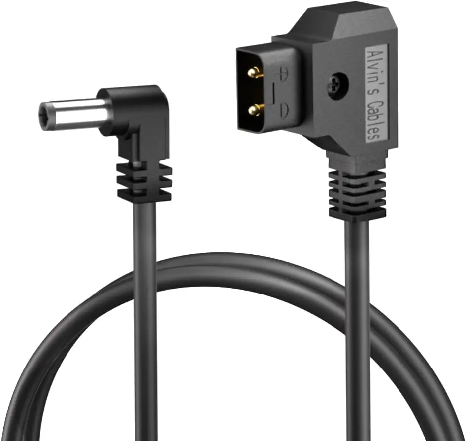 ​​Alvin's Cables DTap to 12V DC 2.1mm Right Angle Cable with Protective Housing for Blackmagic Video Assist, Atomos Shogun
