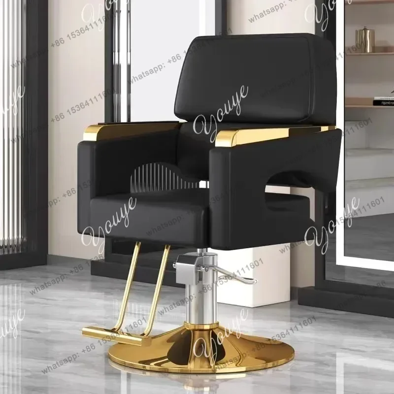 

Luxury Lifter Salon Chair Metal Protector Backrest Swivel Barber Chair Nordic Comfy Cadeira De Cabeleireiro Salon Furniture