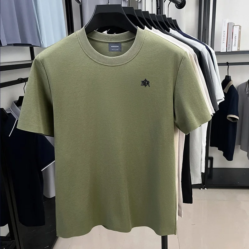 Designer-Style Herren-Print-T-Shirt, Sommer-Trend, Einfarbig, aus Baumwolle, Kurzarm, O-Ausschnitt, Lässiges, Vielseitiges Herren-Oberteil – Detail 17