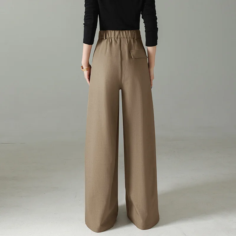 Women Suit Pants 2025 Spring Autumn New High Waist Pants Draped Wide Leg Versatile Loose Floor Sweeping Suit Trousers