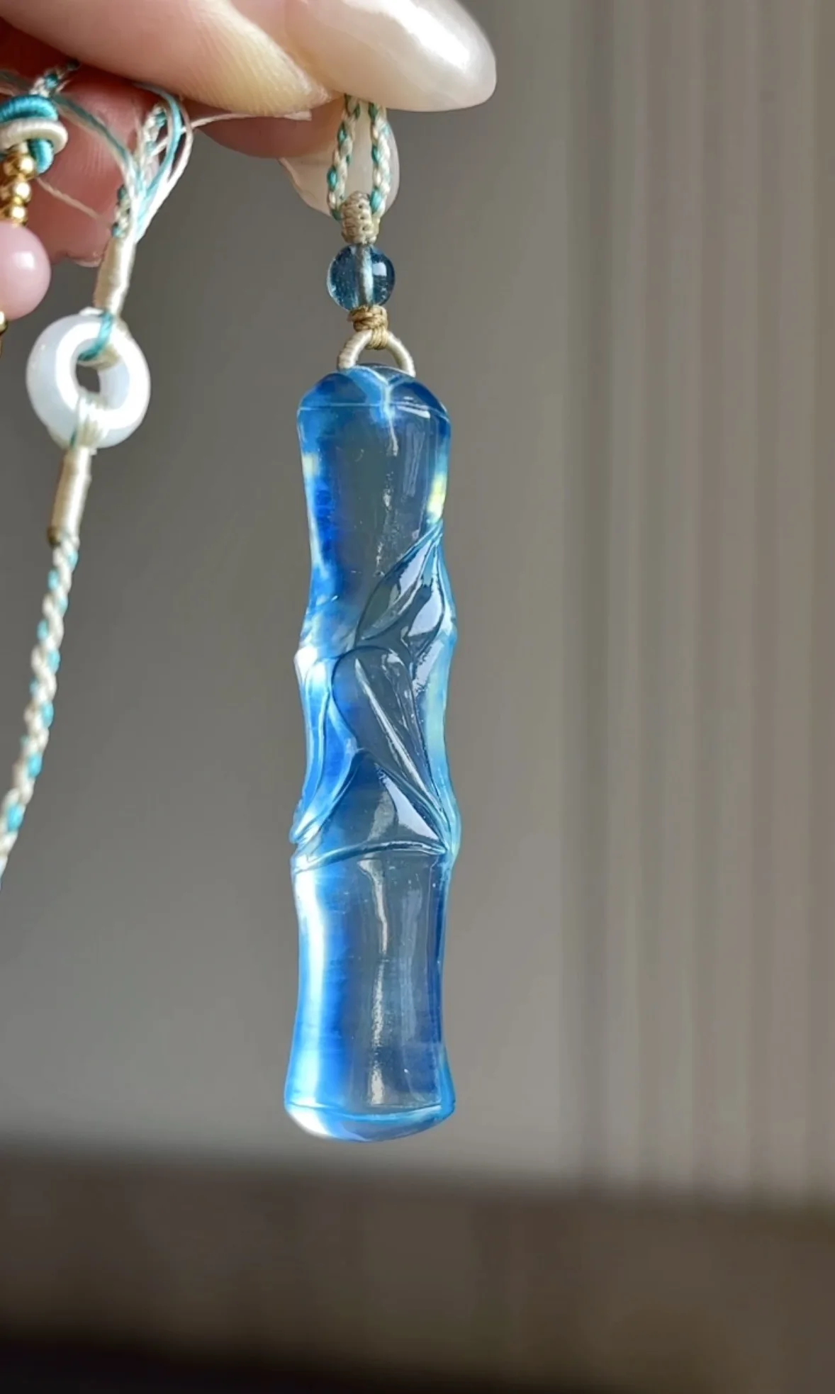 

Natural Blue Aquamarine Pendant Fashion Aquamarine Blue Rare 53x12mm Gold Necklace AAAAA