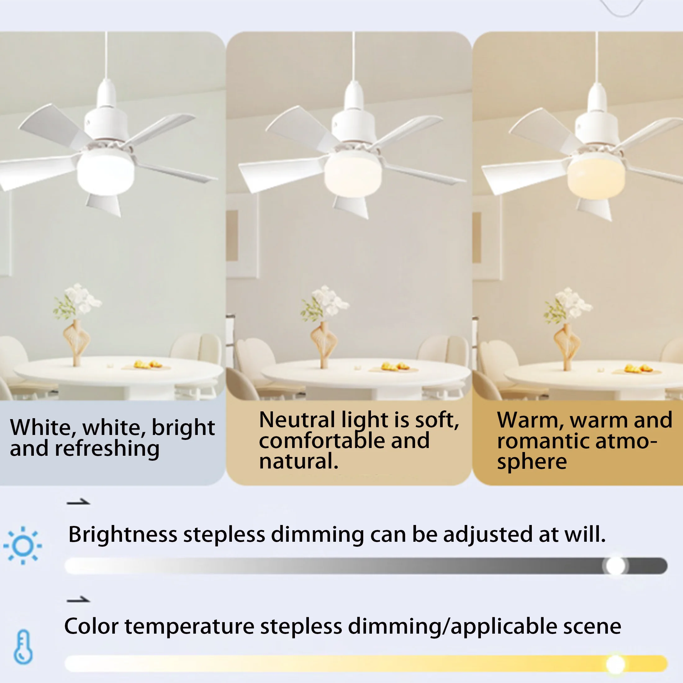 

Fan Light with Remote Adjustable Powerful AirflowQuiet Ceiling Fan Light Kit Bulb for Bedroom Living Room Kitchen