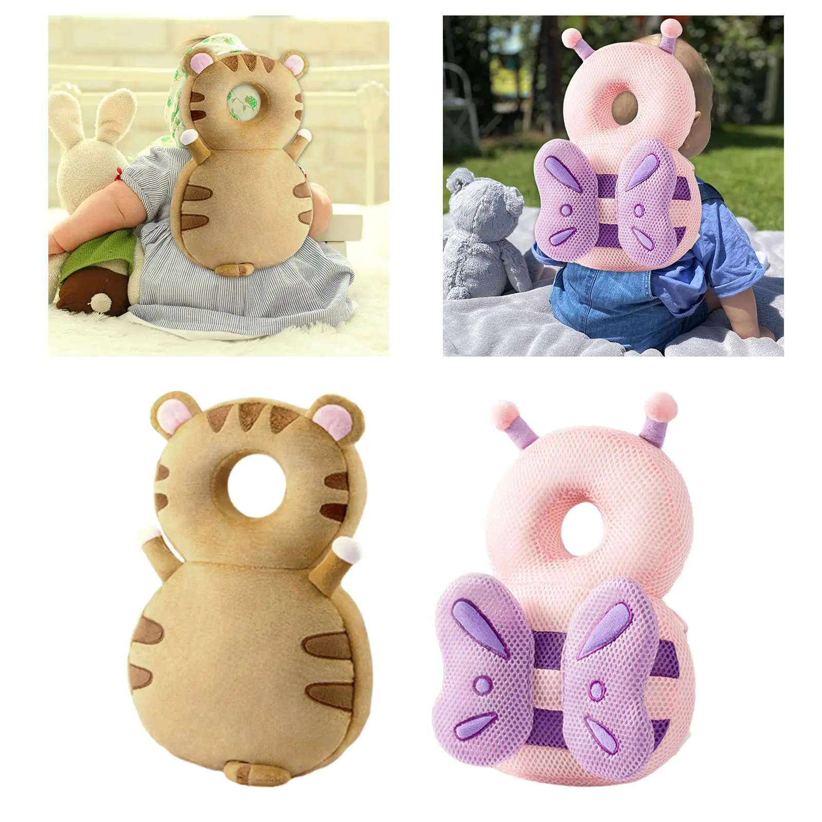 Encosto de Cabeça em Forma de Animal Respirável para Crianças, Baby Walker Head Protector, Mochila para Caminhar e Rastejar