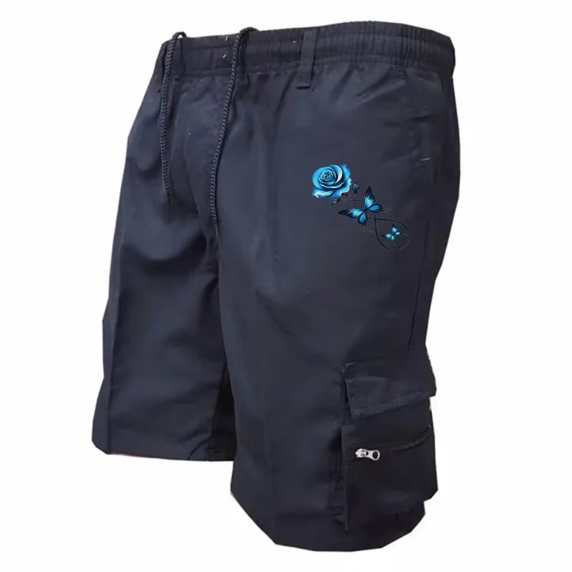 Sommerliche Herren-Cargoshorts im Militärstil mit amerikanischem Print, lässige Arbeitskleidung, taktische Street-Fashion-Hose – Detail 2