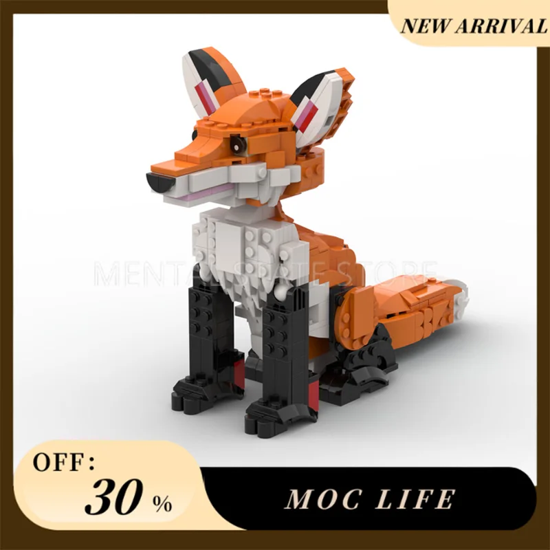 맞춤형 MOC 앉는 여우 새끼형 빌딩 블록, 기술 벽돌, DIY 창의적인 조립 교육 장난감, 명절 선물, 538PCs, 신제품