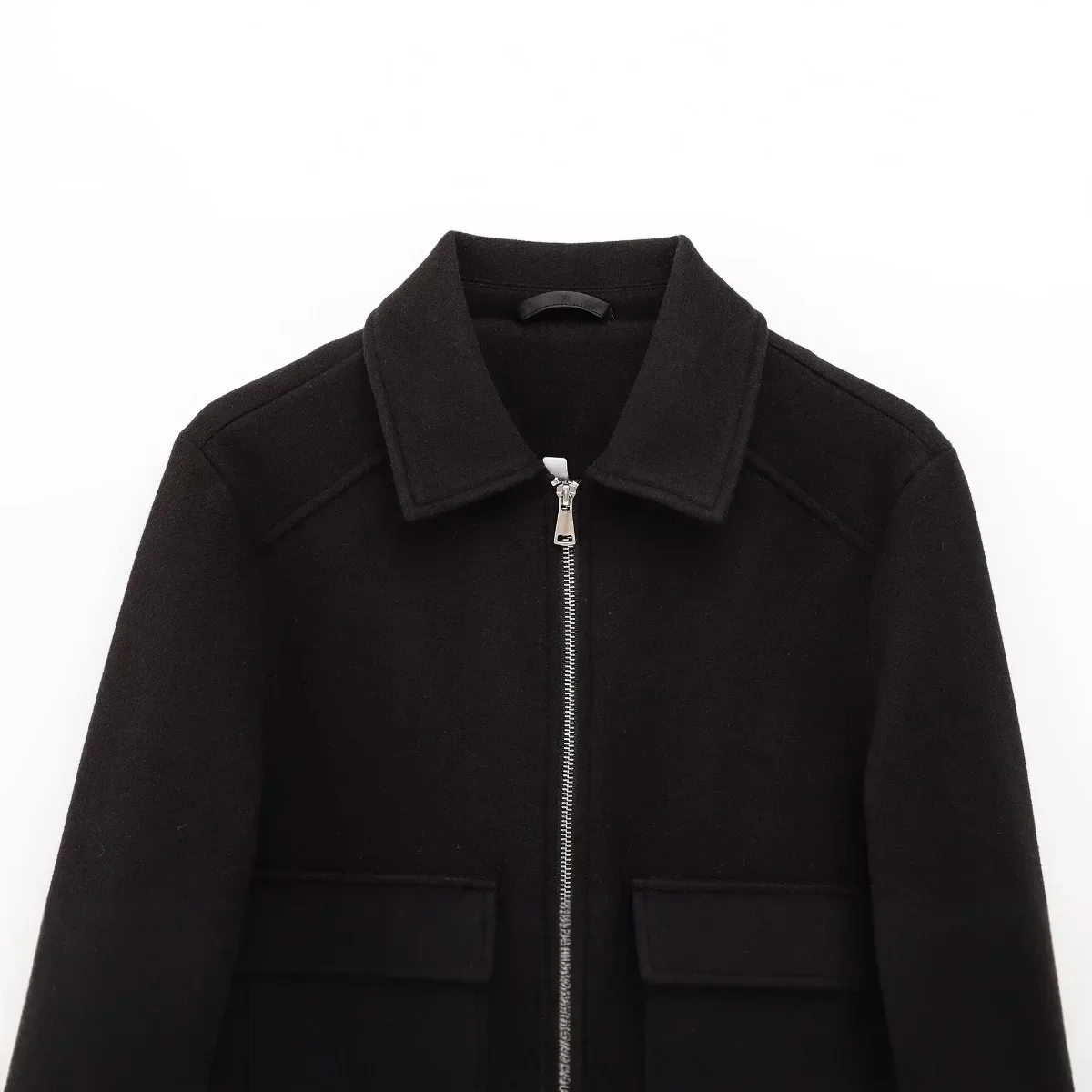 معطف سترة نسائي ناعم عصري وبسيط من Zdata مع سحاب جديد 2025 ملابس خارجية مريحة بأكمام كاملة وياقة قلابة #2