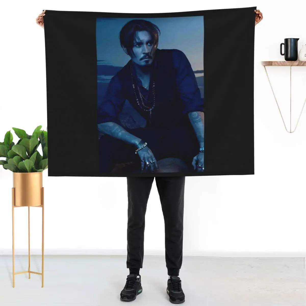 Johnny depp cool wallpaper Throw Blanket blankets and throws Flannel Furry Luxury Thicken Loose Fashion Sofas Blankets