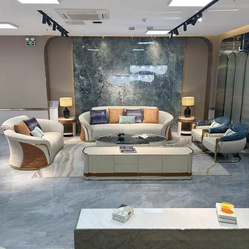 t Italian light luxury leather sofa combination living room villa high-end postmodern, with combination foreign trade