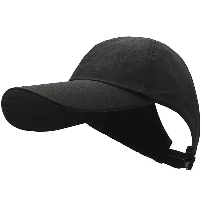 Summer New Ponytail Quick-Drying Sunscreen Hat Fisherman Hat Women Shade Cap Uv Protection Soft Top Hat