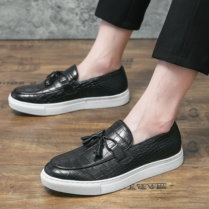 Fashion Designer New Men's Alligator Alligator Pattern Business Platform Shoes Male Walking Footwear Zapatos Hombre