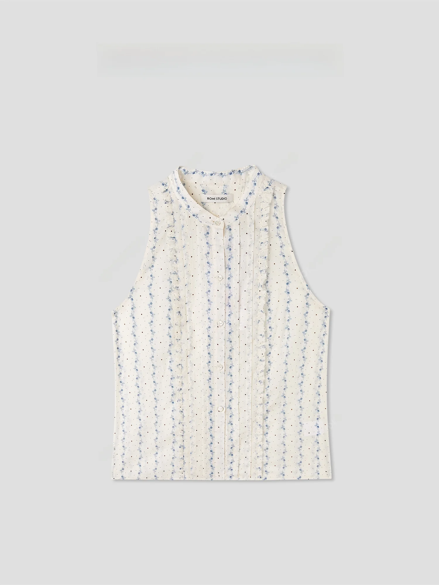 

Легкий жилет Romi Studio в американском ретро-стиле с цветочным принтом, тонкий, с воротником-стойкой, летняя женская нижняя одежда...