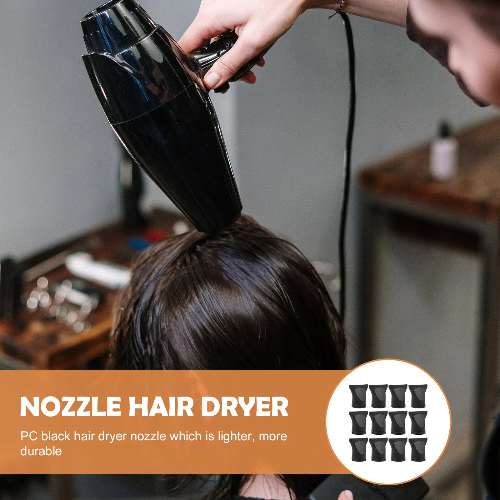 

Набор из 12 насадок для фена: черные, прочные, из поликарбоната, для укладки волос, мощные, для выпрямления, сменные диффузоры