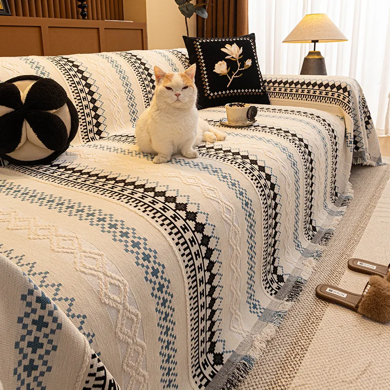 2026 All Season Chenille Sofa Throw Cover Anti Slip Anti Cat Scratch Universal Fits Most Sofa Furniture Protector