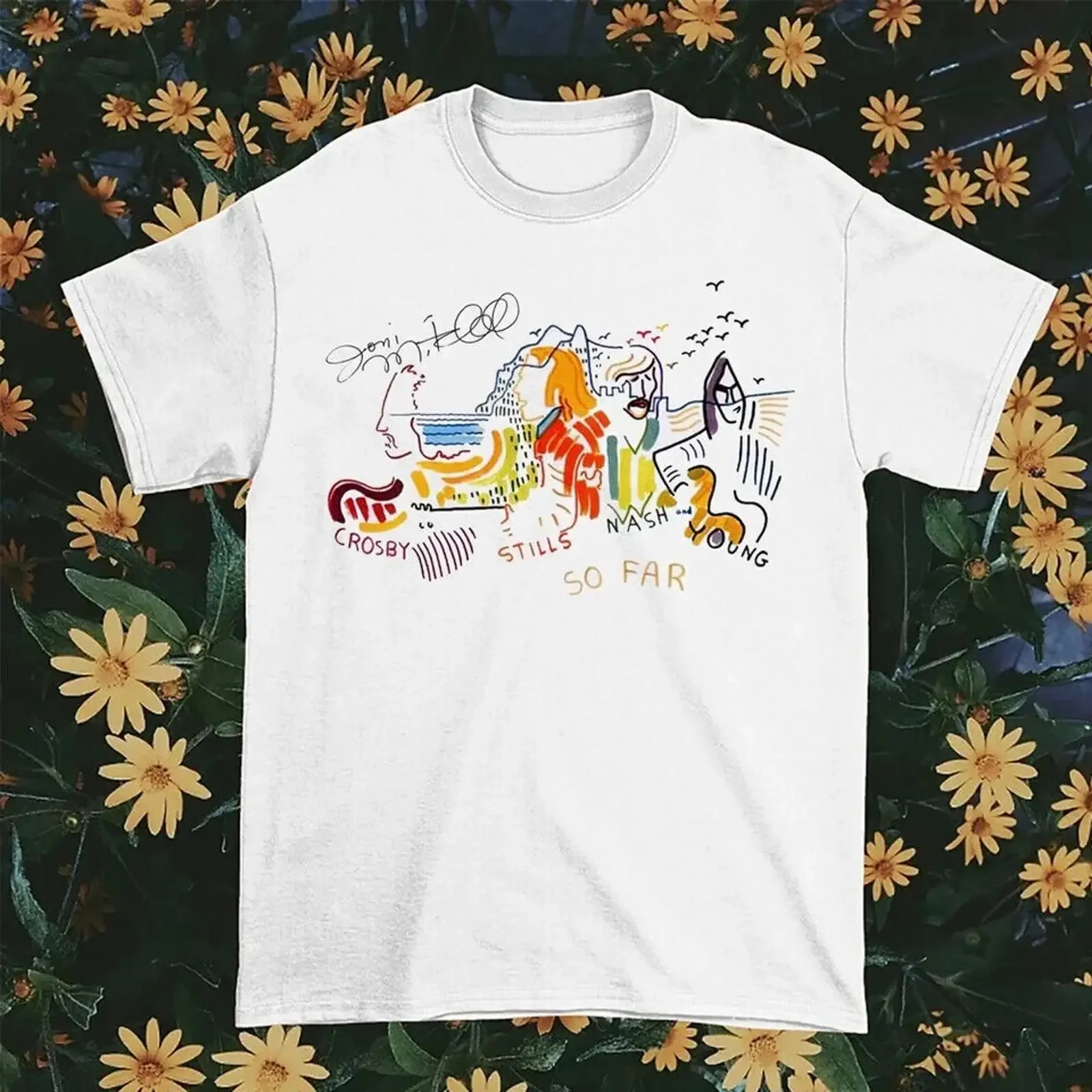 Joni Mitchell White T Shirt Cotton All Sizes TH481 New Rare vintage Washed designer clothes Versatile Breathable fashion homme
