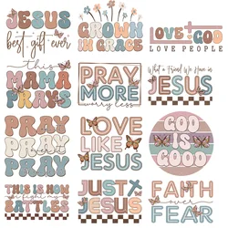 12slice God's Praye Believing in JesusIron On Transfers  Clothes Fashiong Women DIY Thermal Stickers For T-Shirt Decals Patch