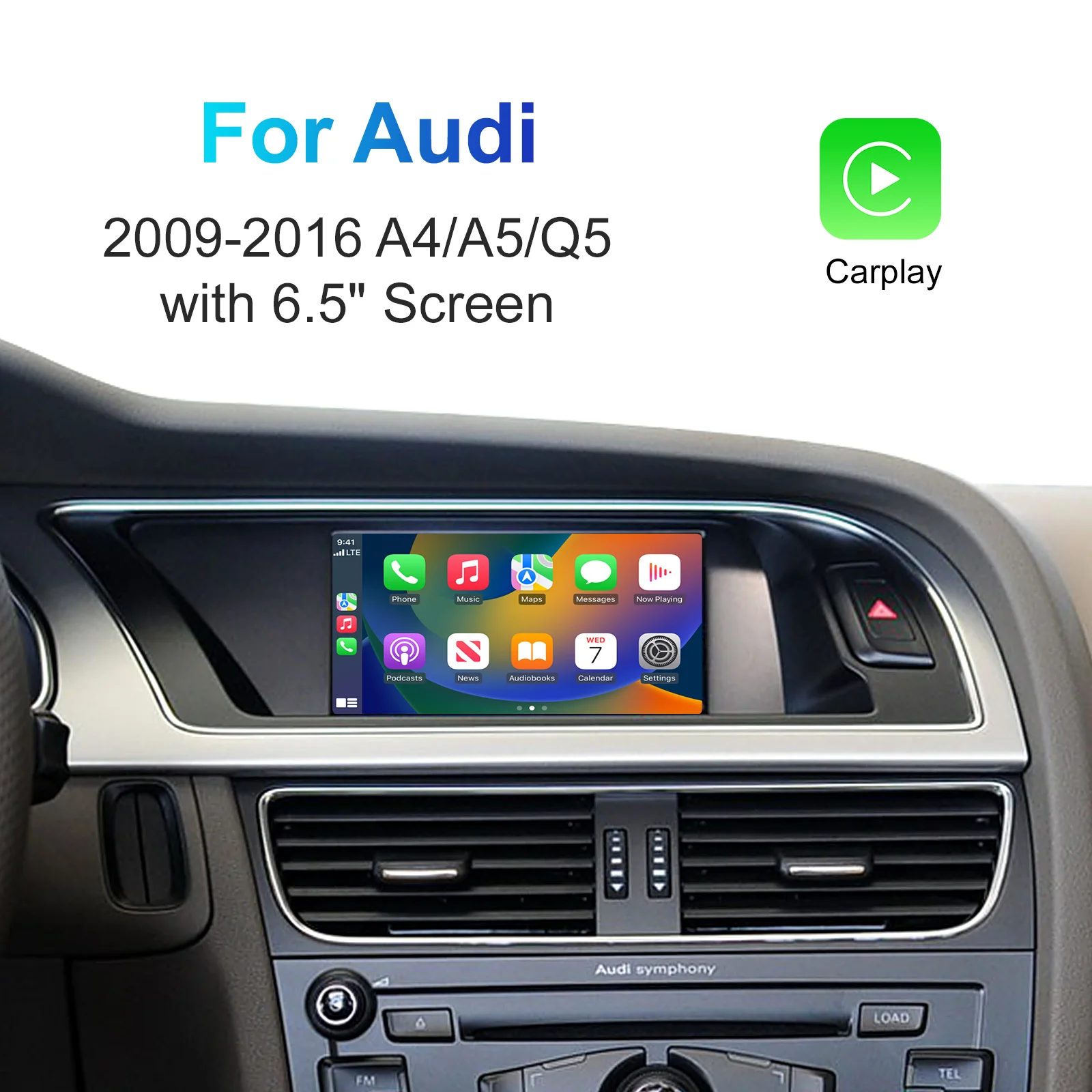 EzoneTronics OEM Bildschirm-Upgrade-Decoder-Box für Audi A4, A5, Q5 2009-2016, 6,5-Zoll-Bildschirm, MMI 2G mit CarPlay & Android Auto