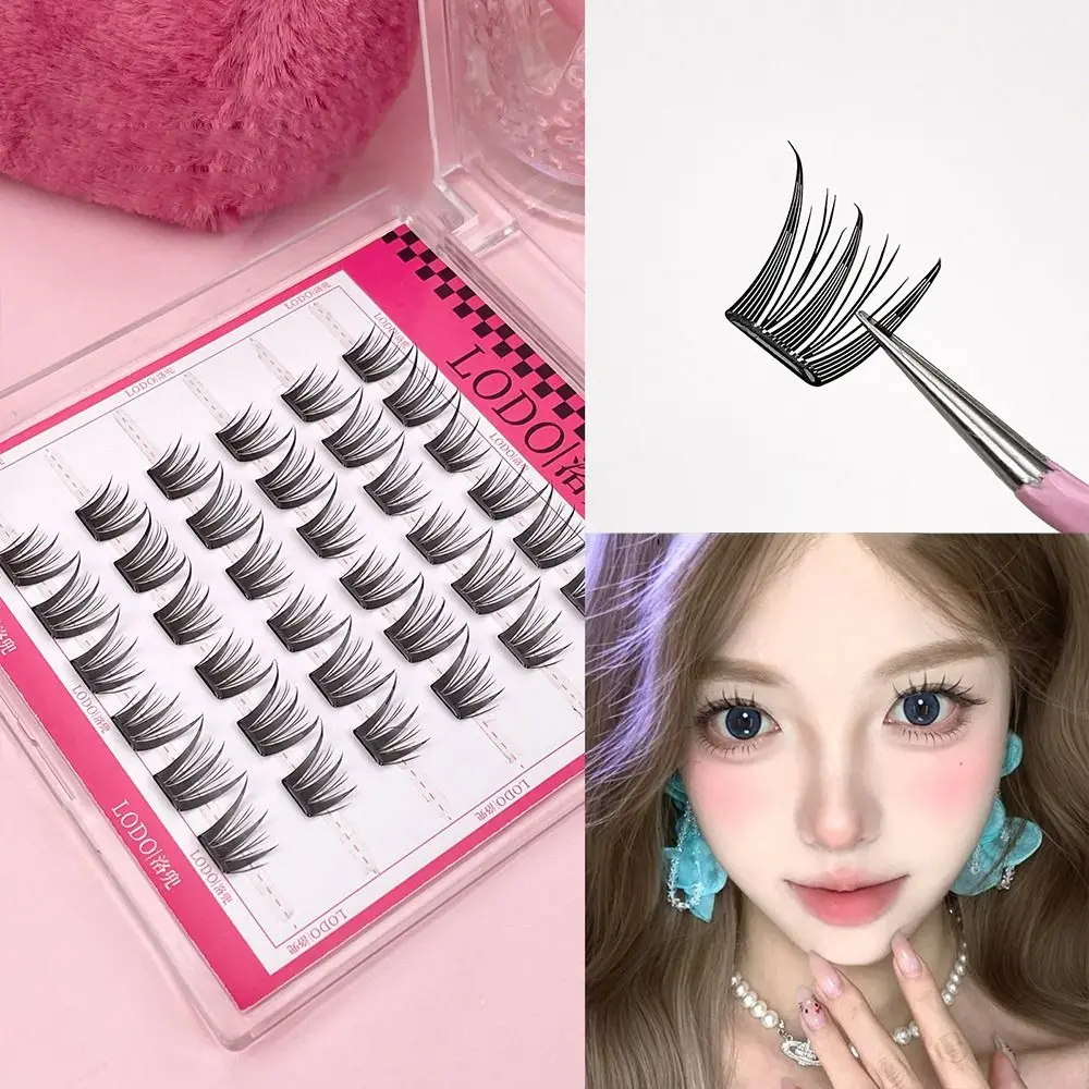 Easy to Apply At Home Self-Adhesive Lash Clusters Anime No Glue Needed Manga Lashes Thin Strip Elf False Eyelashes Women