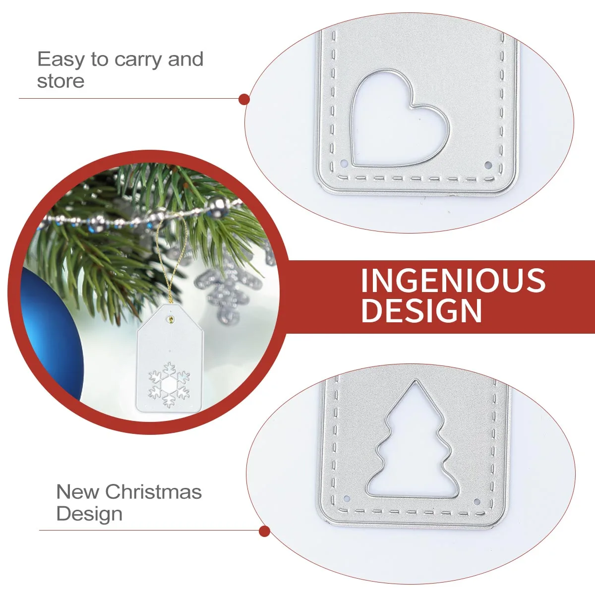 

6pcs /Set Christmas Die Cut Tag Stencil Carbon Steel Reusable Small Light Durable Diy Metal Cutting Dies Storage Jar Accessory