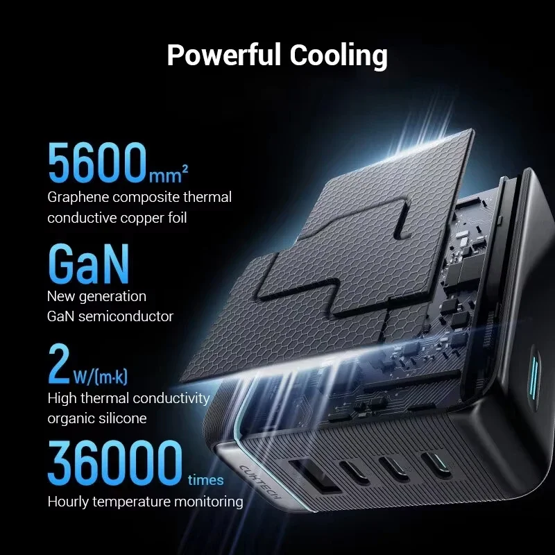 CUKTECH 10 GaN شاحن فائق الترا 120 واط 100 واط ماكس 4 منافذ USB-C شاحن لشاومي سامسونج آيفون ماك بوك المحمول