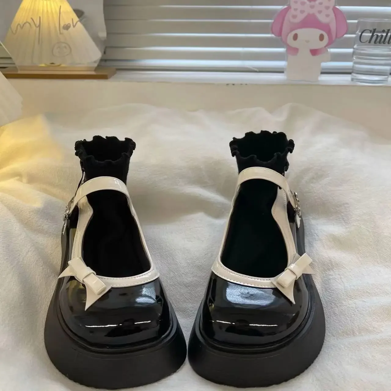 

Женские туфли-лодочки с круглым носком, женская обувь на среднем каблуке, готическая платформа, японский стиль, Лолита, Мэри Джейн, бант, популярная обувь Y2k 39