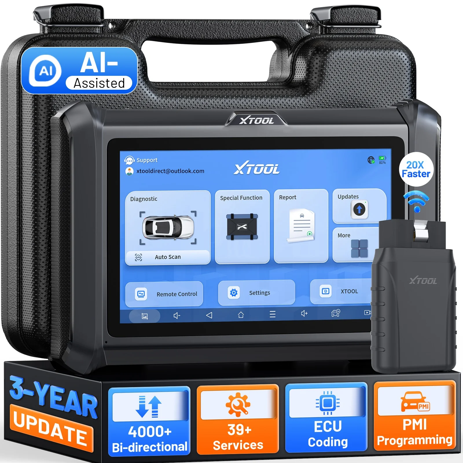 Xtool D7W 2.0 Bluetooth Diagnostic Tool 39+ Fonctions spéciales OBD2 Scanner Bidirectional Scan Tool ECU Coding FCA CAN FD DOIP