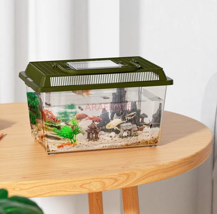 Plastic household fish tank, turtle tank, outdoor insect specific container, small and medium-sized portable household breeding