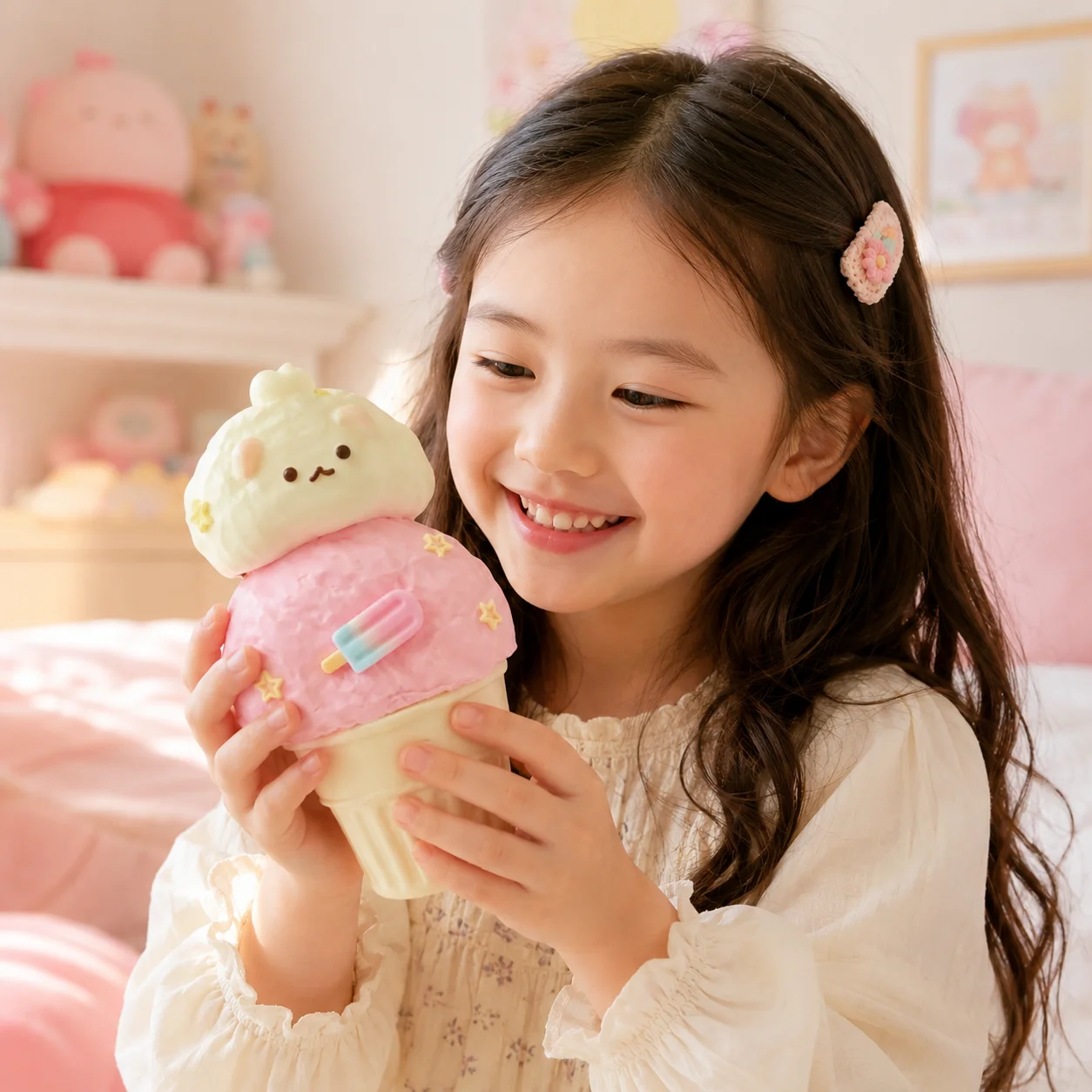 Cute Bear Dessert Squishy Toy Food Grade TPR Squeeze Toy Imitation Ice Cream Model ASMR Decompression Pocket Toy Gift - view 3