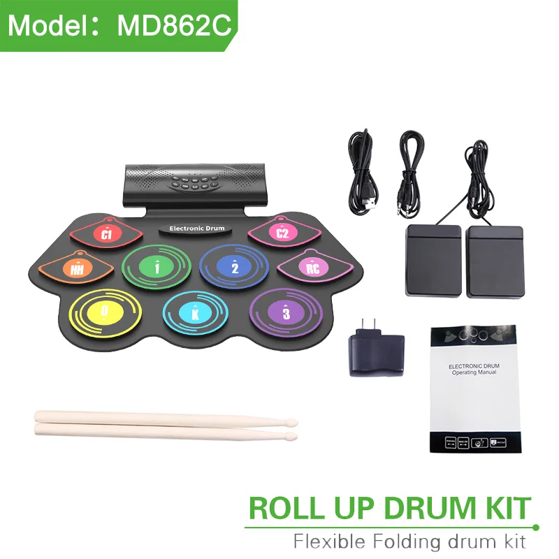 Built-in Speakers Roll Up Beginner Practice Pad Jazz Electronic Drum Set For Kids Gift