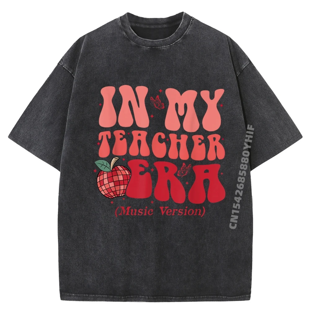 

Cute Graphic T Shirts In My Teacher Era Music Tops Tees Outdoor Printed T-Shirt Mens Retro Washed Clothes