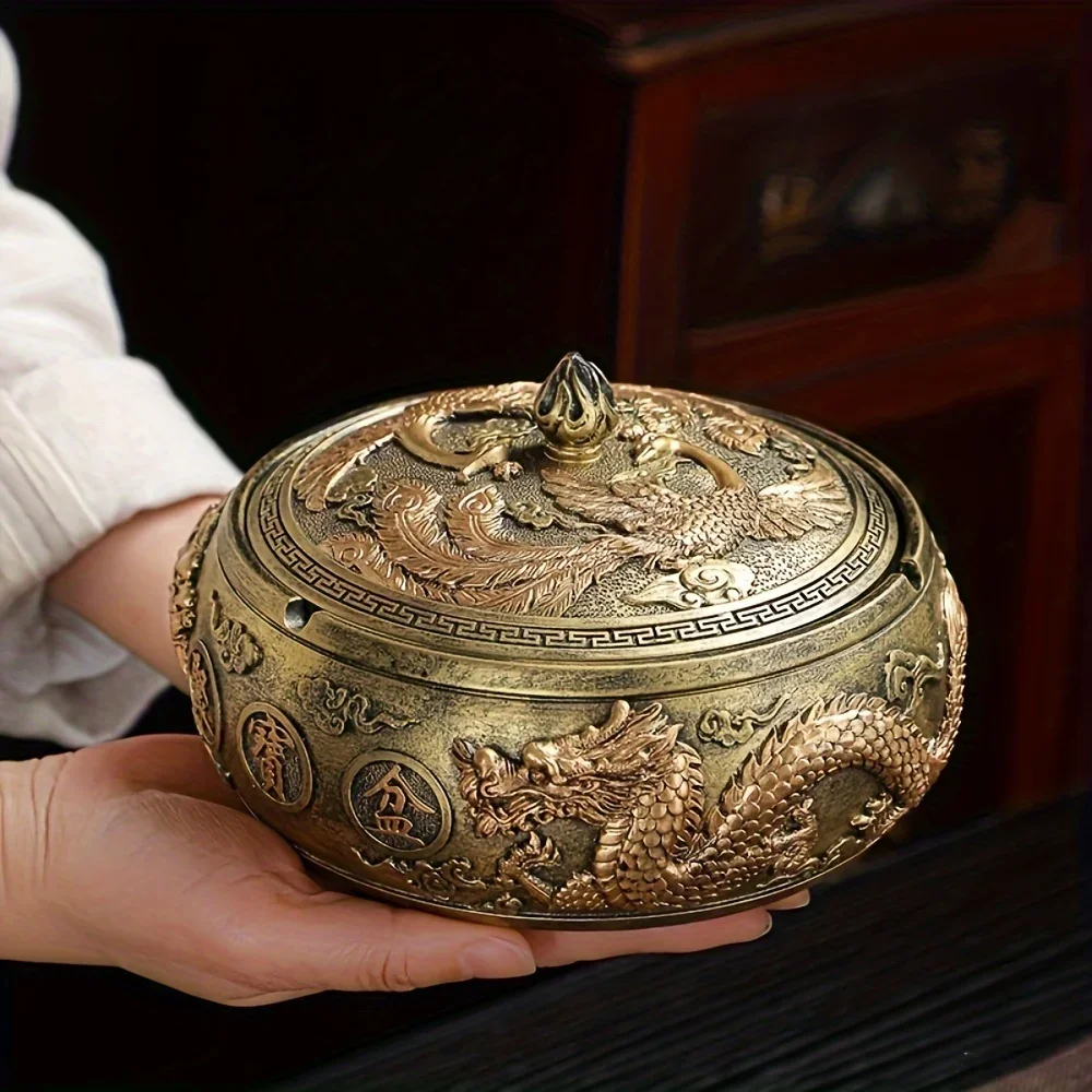 For Round Ashtray Living Room Anti Fly Ash with Lid Ashtray Cigar Ashtrays Home Decoration Accessories Send Boyfriend Gift